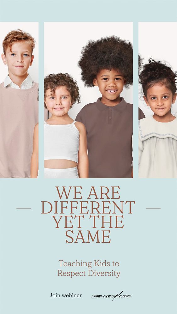 Diversity for kids  Instagram story template, editable text