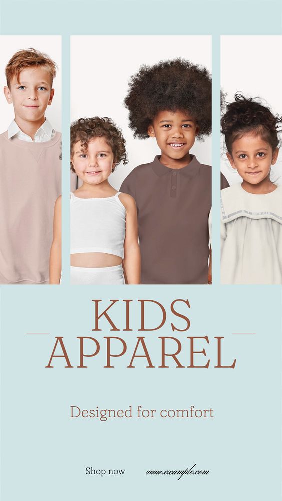 Kids apparel  Instagram story template, editable text