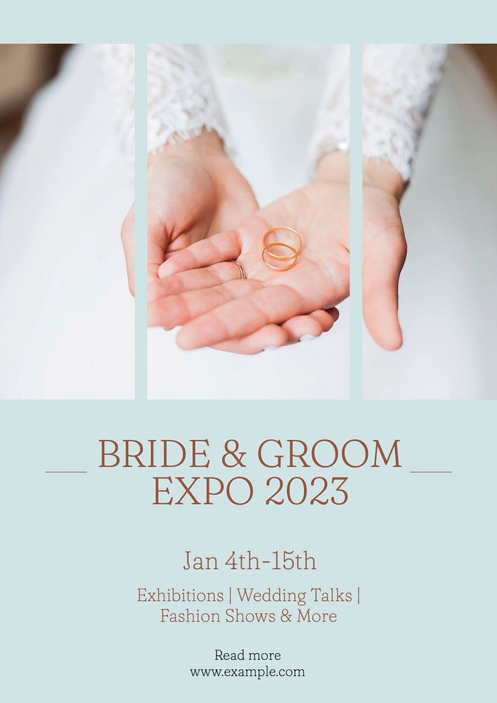 Bride & groom expo  poster template, editable text and design