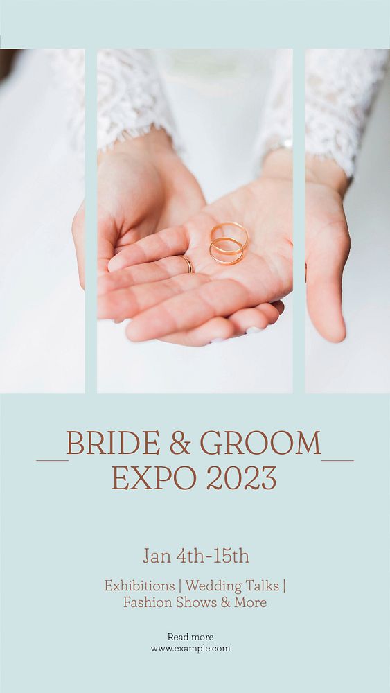 Bride & groom expo  Instagram story template, editable text