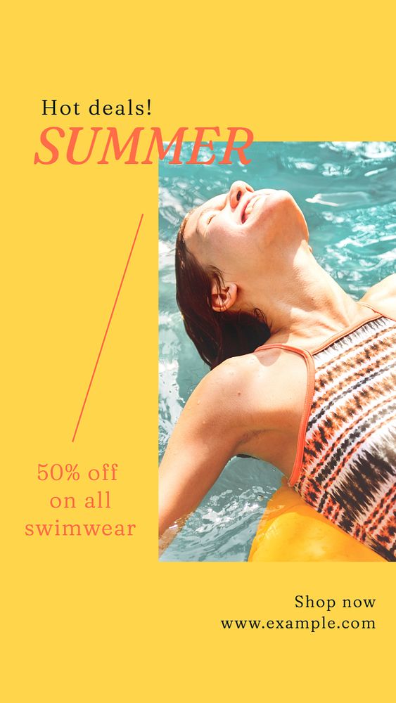 Swimwear sale  Instagram story template, editable text