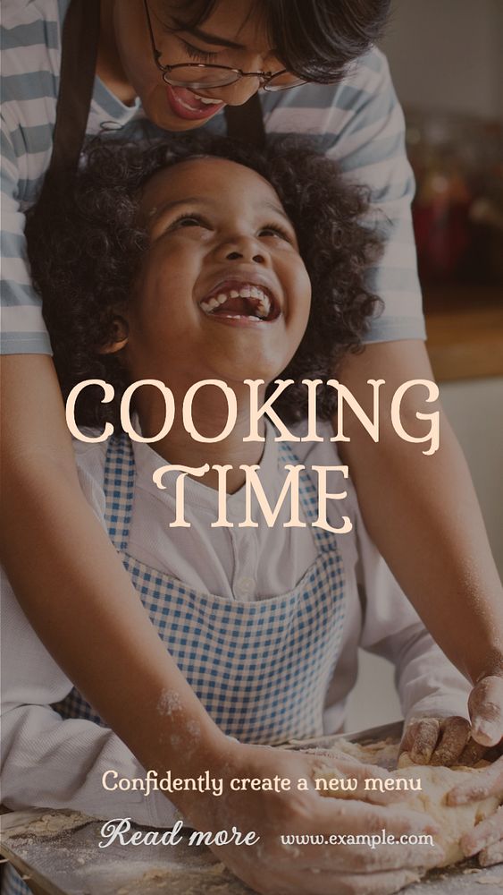 Cooking Tutorial Instagram story template, editable text