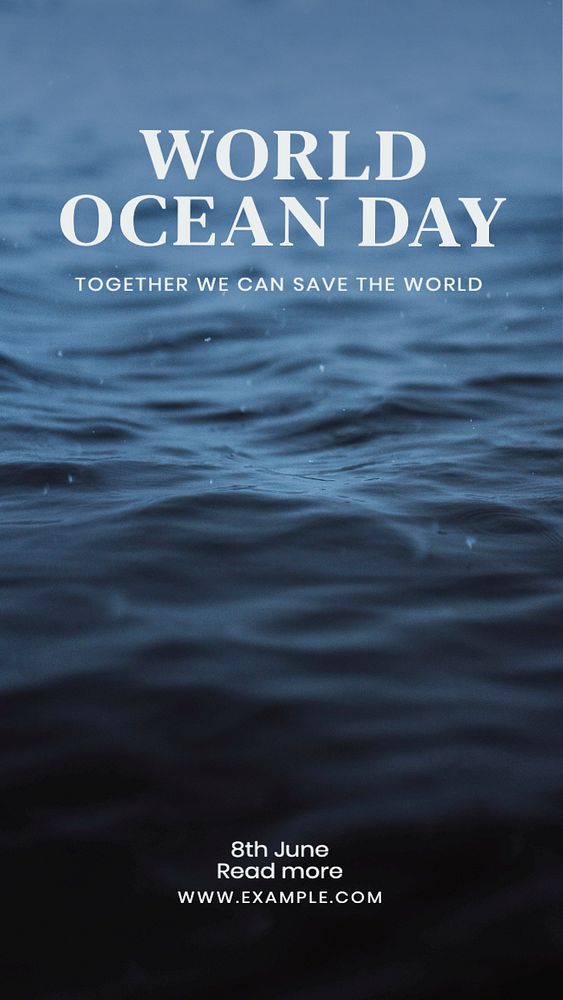 Ocean day  Instagram story template, editable text