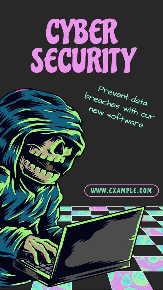 Cyber security  Instagram story template, editable text