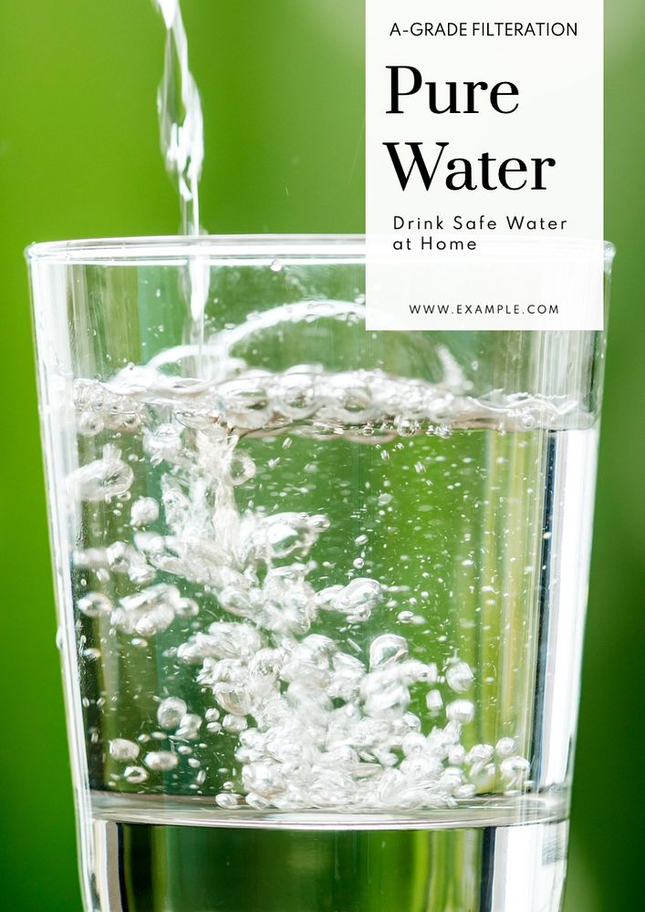 Pure water poster template, editable text and design