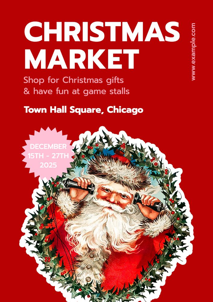 Christmas market poster template, editable text and design