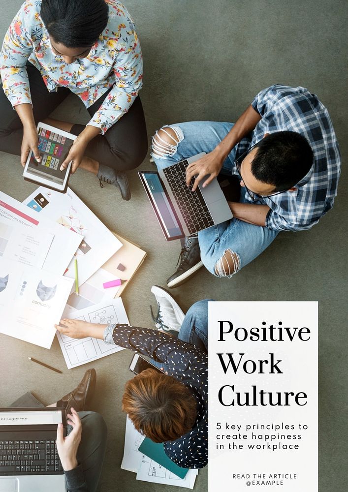 Positive work culture poster template, editable text and design