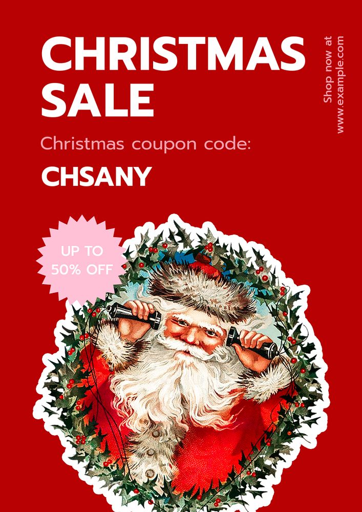 Christmas sale poster template, editable text and design