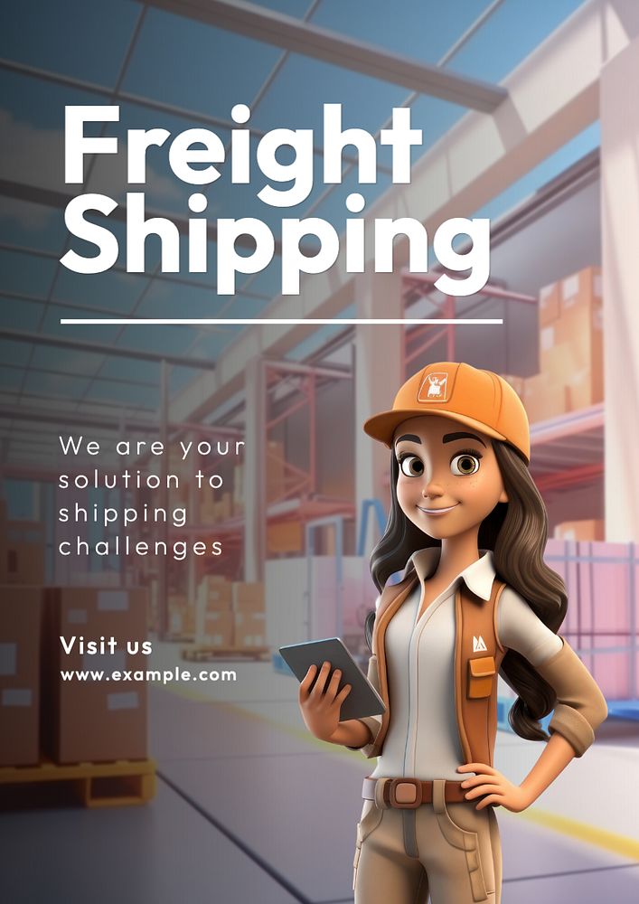 Freight shipping  poster template, editable text and design