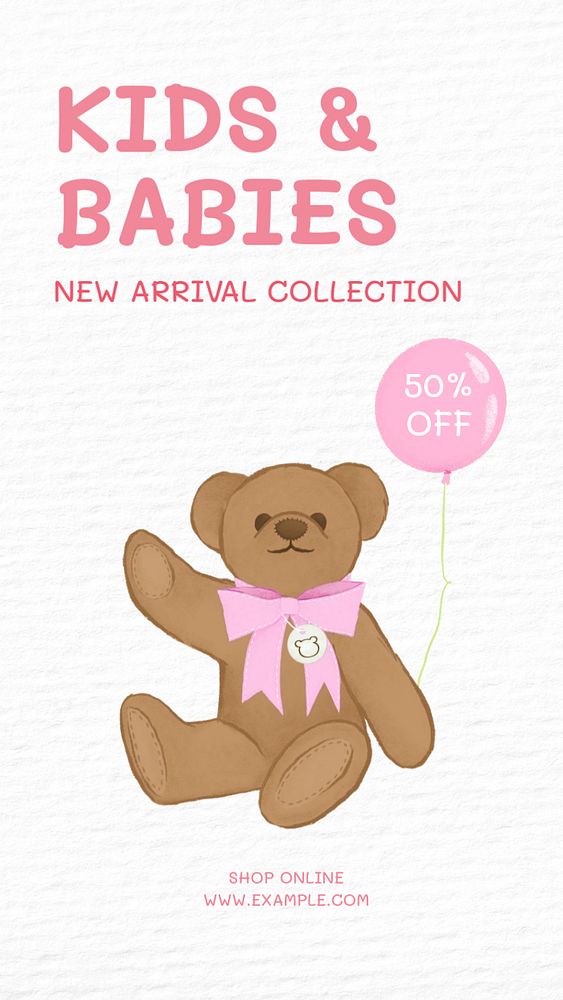 Sale, kid & baby Instagram story template, editable text