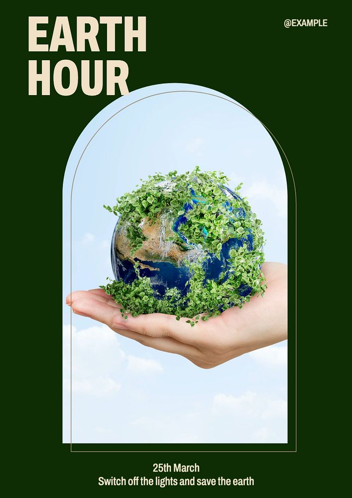 Earth hour  poster template, editable text and design