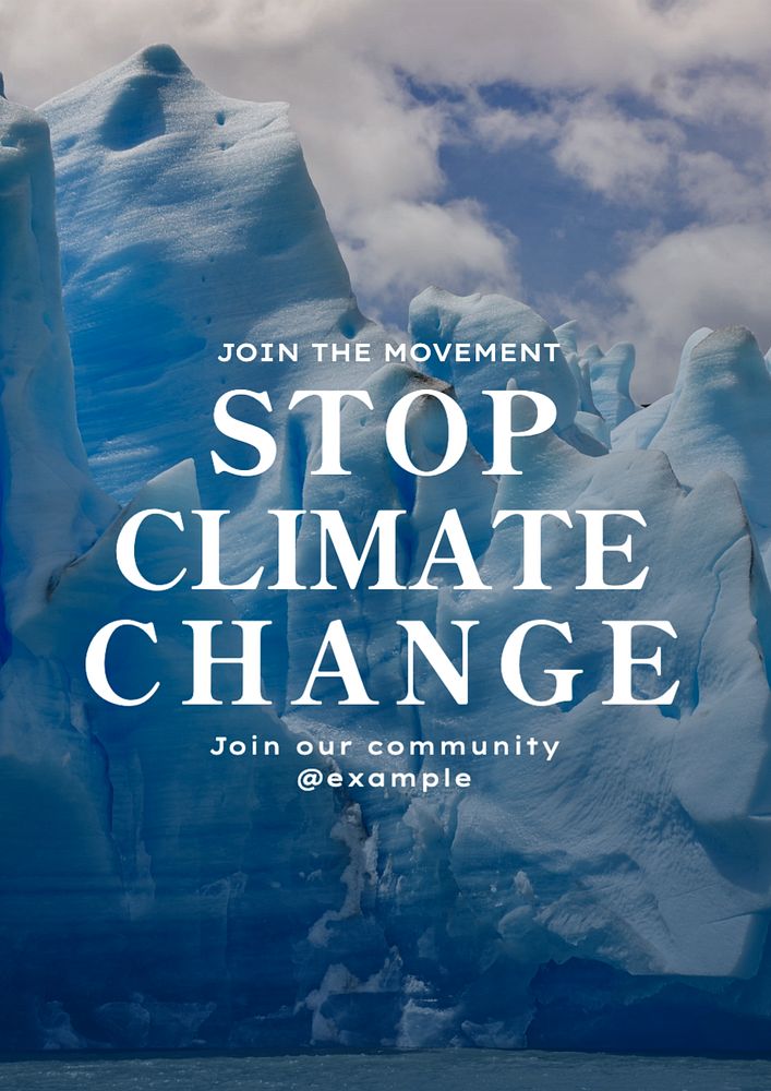 Stop climate change  poster template, editable text and design