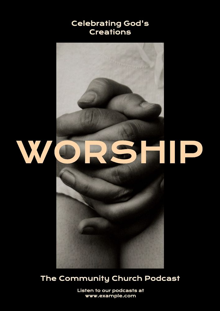 Worship god  poster template, editable text and design