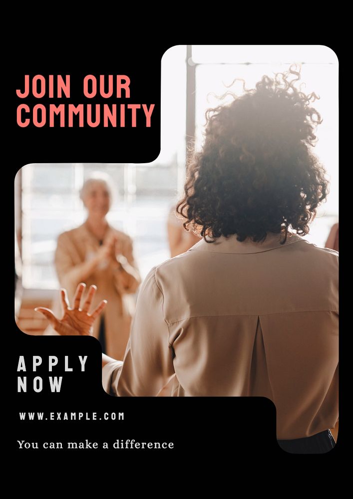 Join our community  poster template, editable text and design