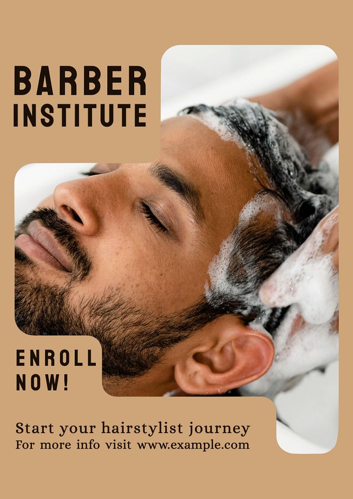 Barber institute  poster template, editable text and design