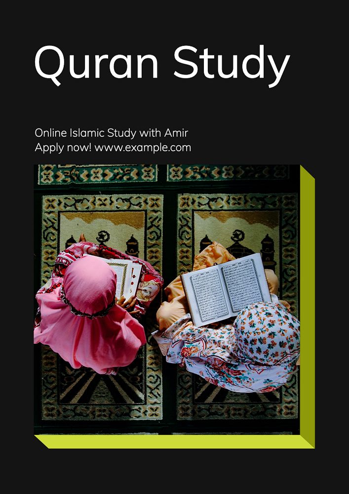 Quran study  poster template, editable text and design