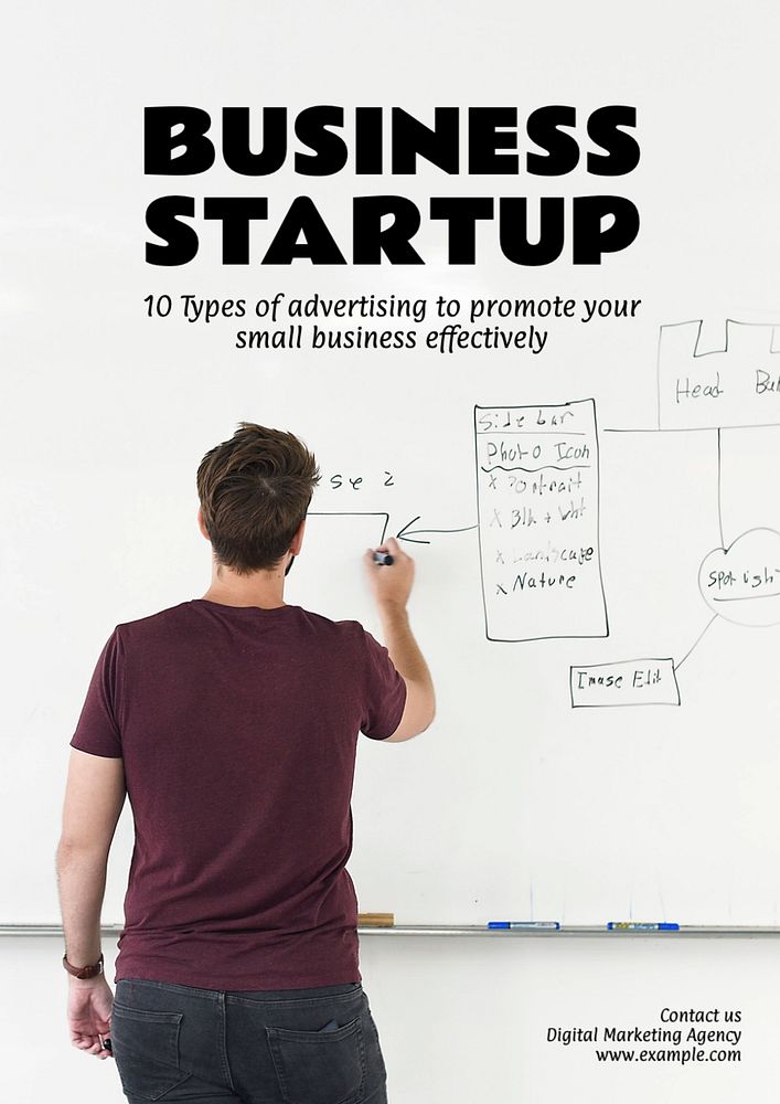 Business startup  poster template, editable text and design