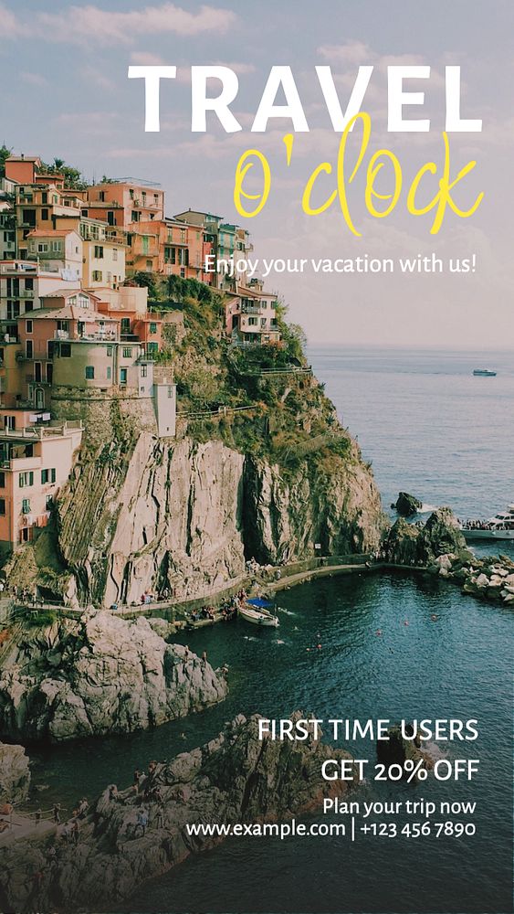 Travel o'clock  Instagram story template, editable text