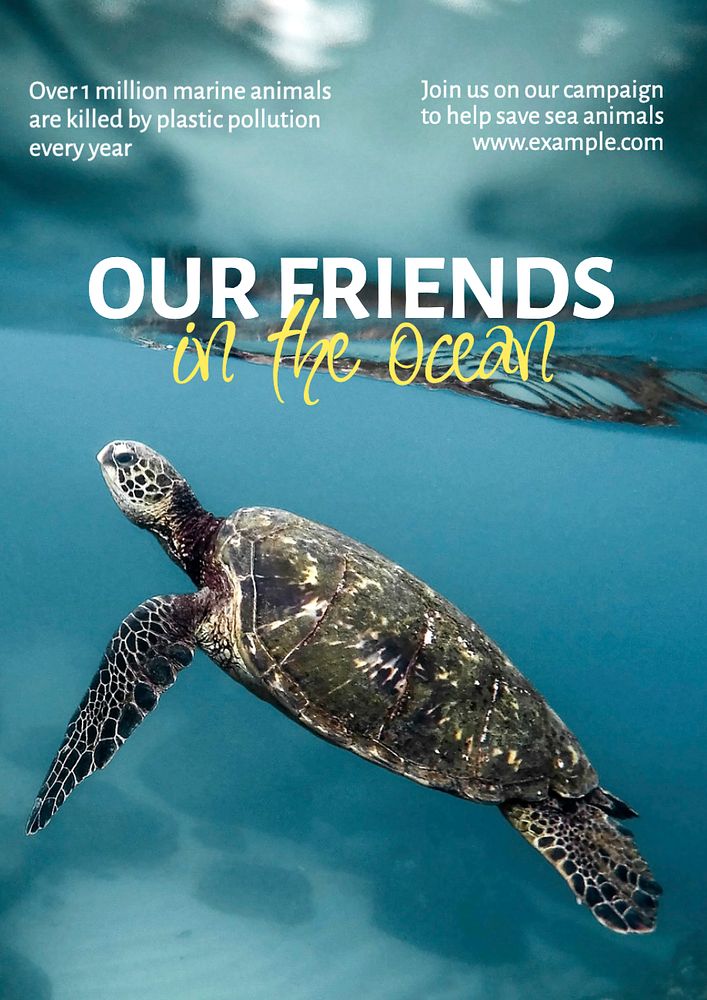 Ocean friends  poster template, editable text and design