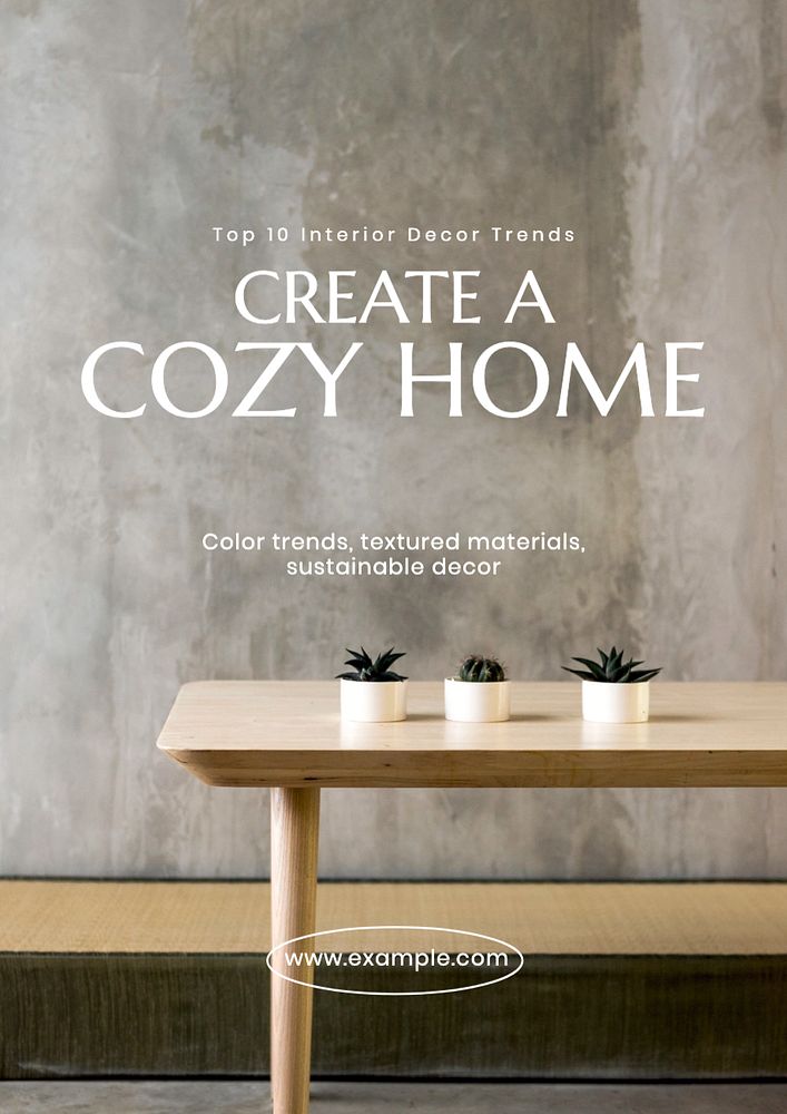 Cozy home  poster template, editable text and design