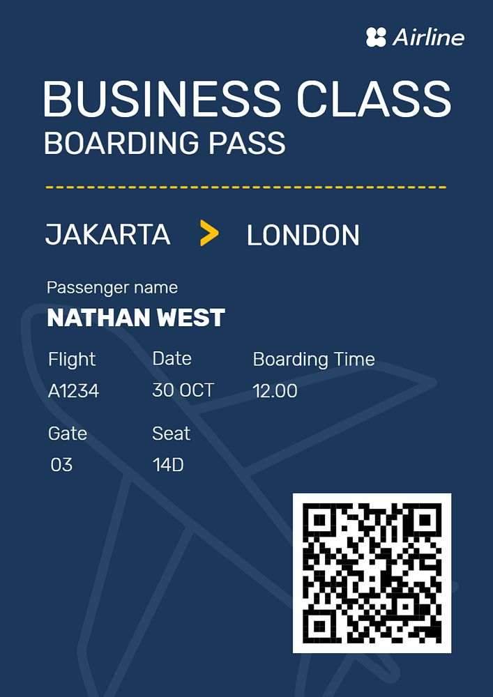 Boarding pass poster template, editable text and design