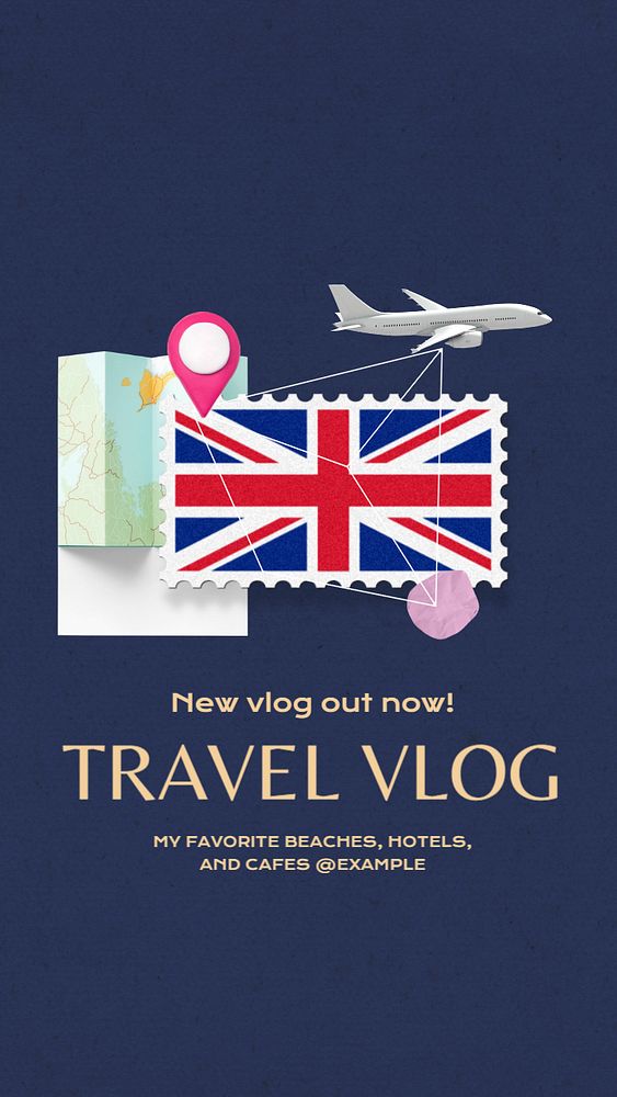 Travel vlog Instagram story template, editable text