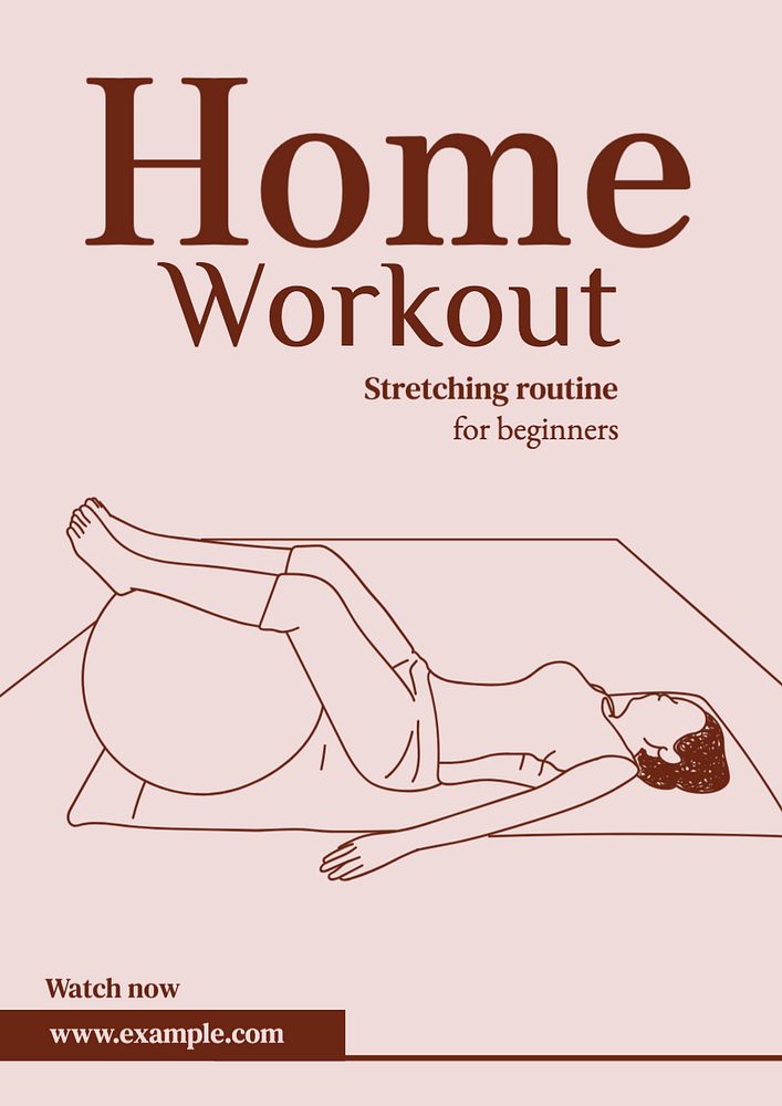 Home workout poster template, editable text and design