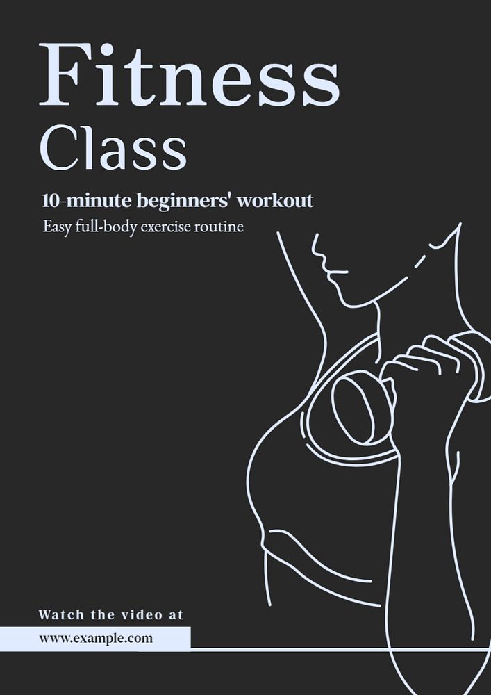 Fitness class poster template, editable text and design