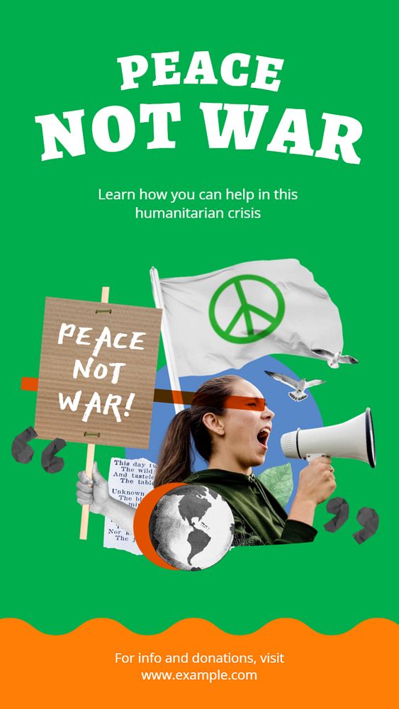 Peace not war Instagram story template, editable text