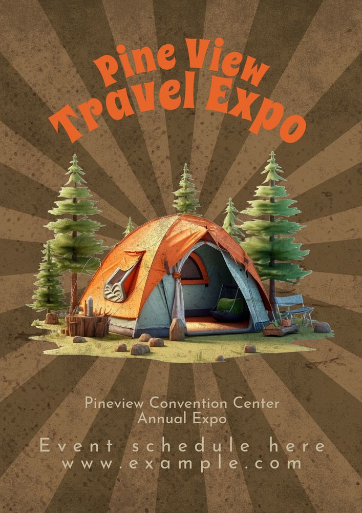 Travel expo poster template, editable text and design