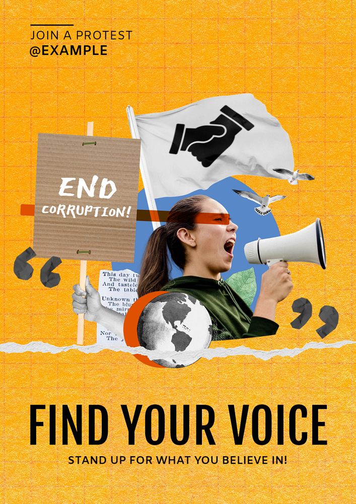 Find your voice poster template, editable text and design