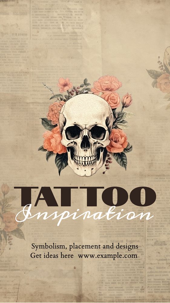 Tattoos inspiration Instagram story template, editable text