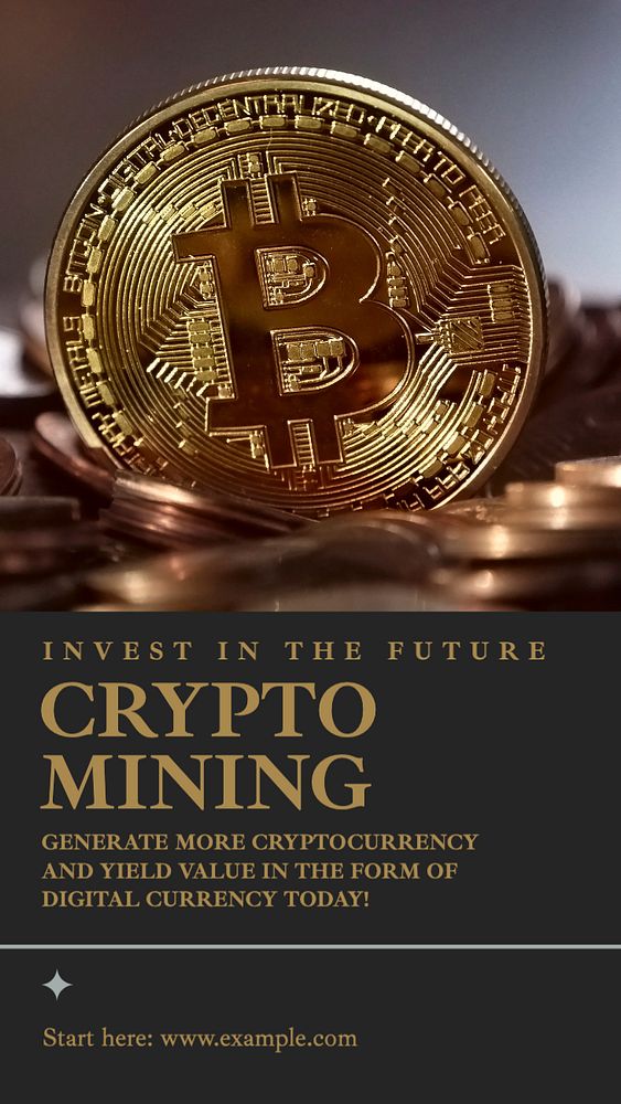 Crypto mining Instagram story template, editable text