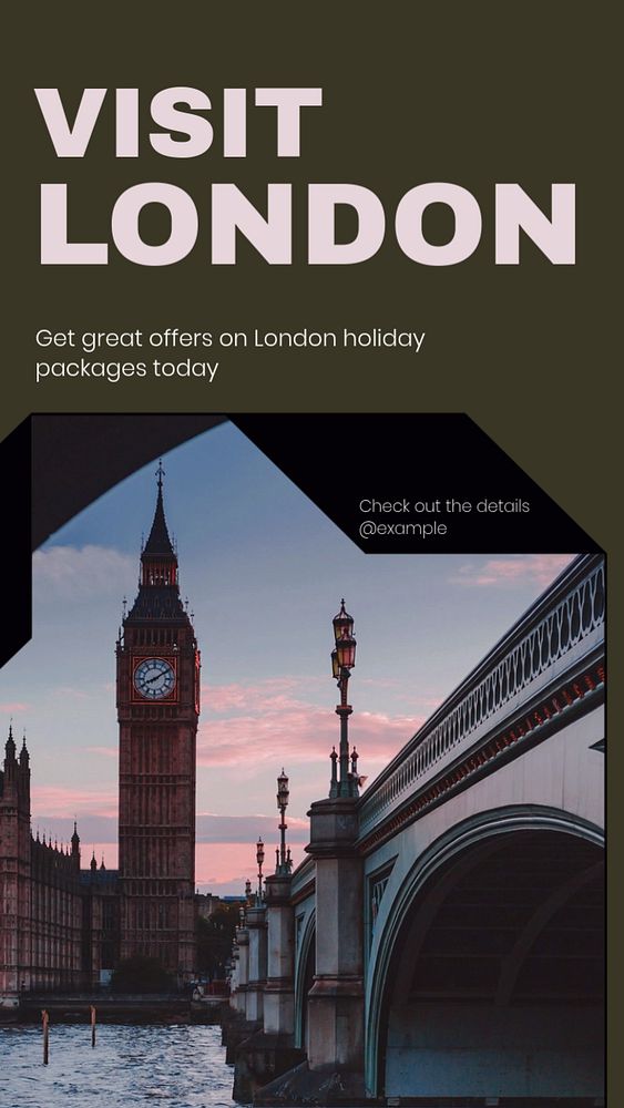 London holiday  Instagram story template, editable text