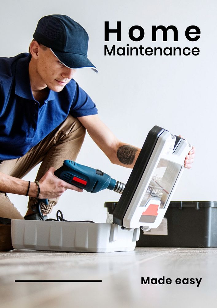 Home maintenance  poster template, editable text and design