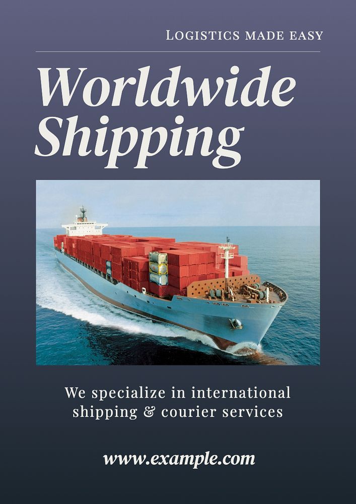 Worldwide shipping poster template, editable text and design