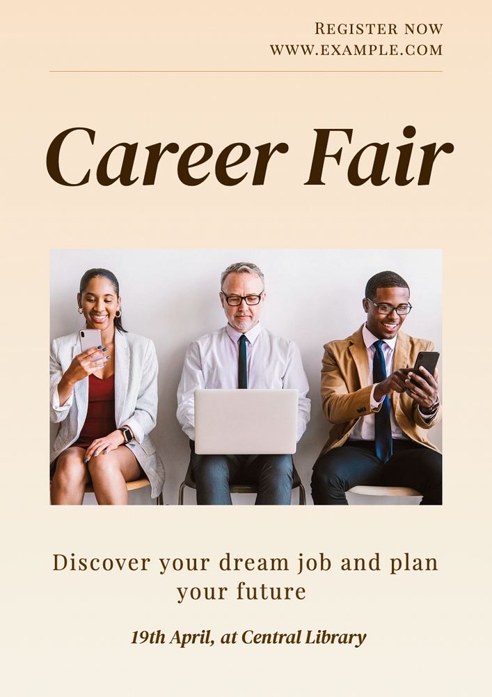 Career fair poster template, editable text and design