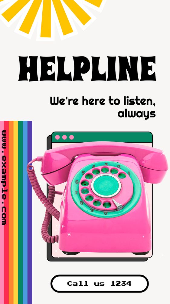 Helpline Instagram story template, editable text