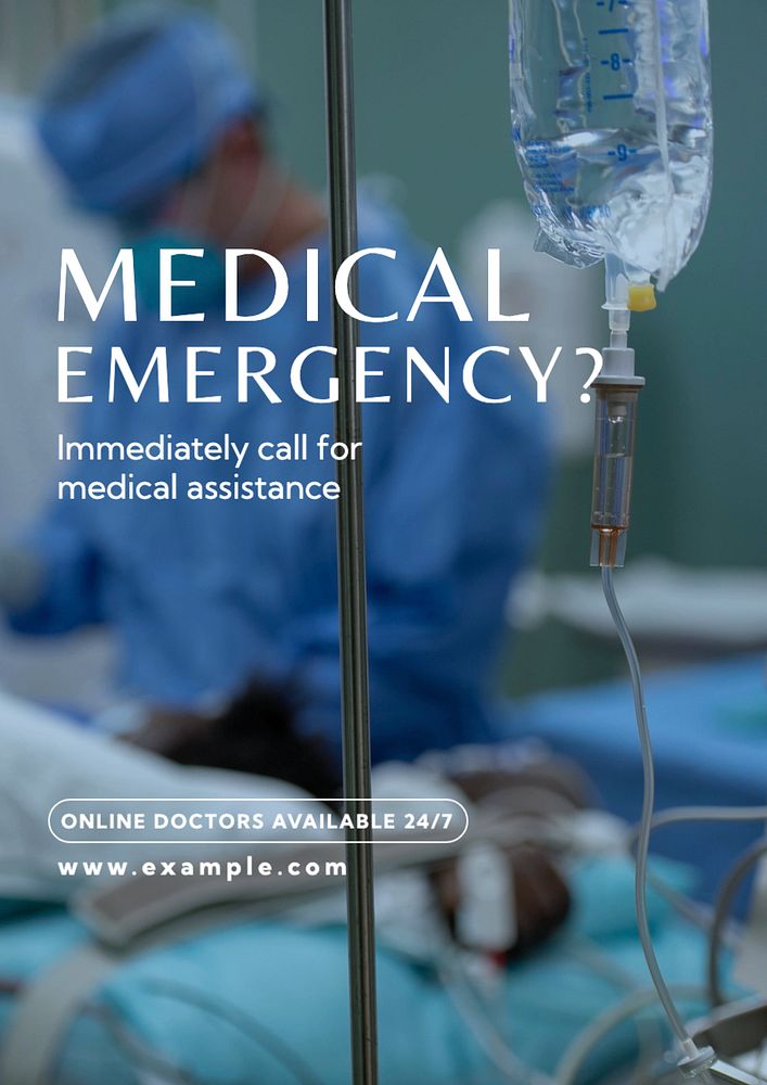 Medical emergency  poster template, editable text and design