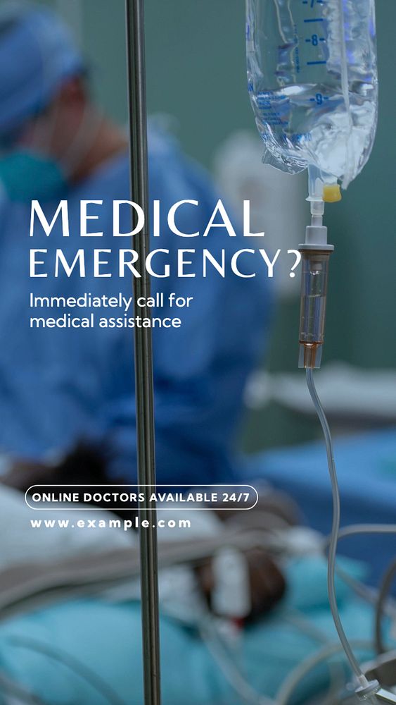 Medical emergency  Instagram story template, editable text