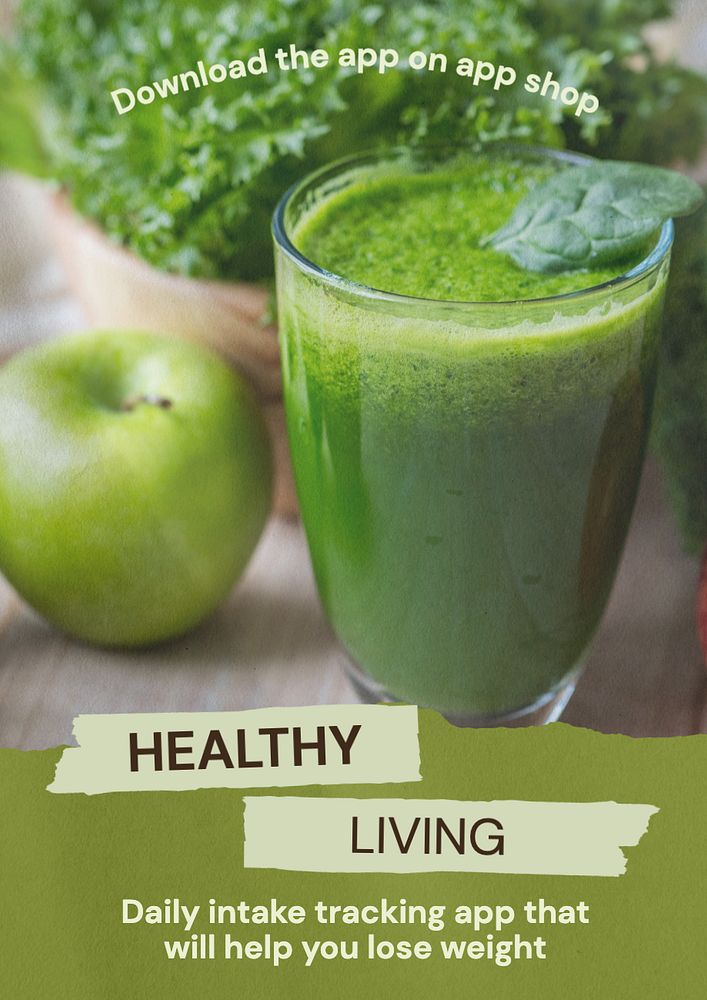 Healthy living poster template, editable text and design