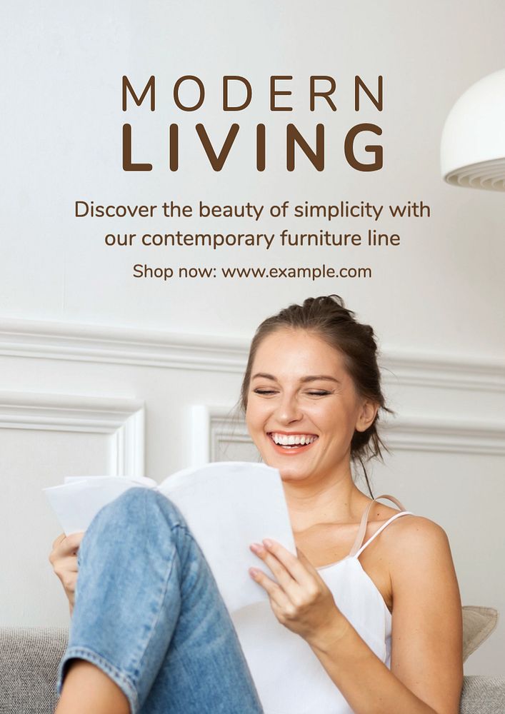 Modern living  poster template, editable text and design