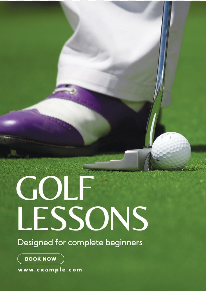 Golf lessons  poster template, editable text and design