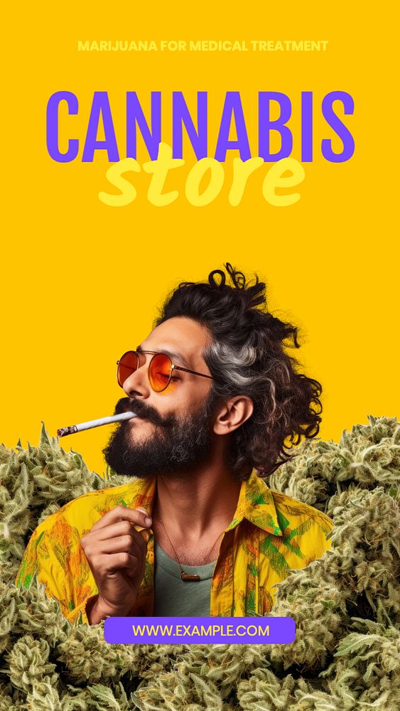 Cannabis store  Instagram story template, editable text