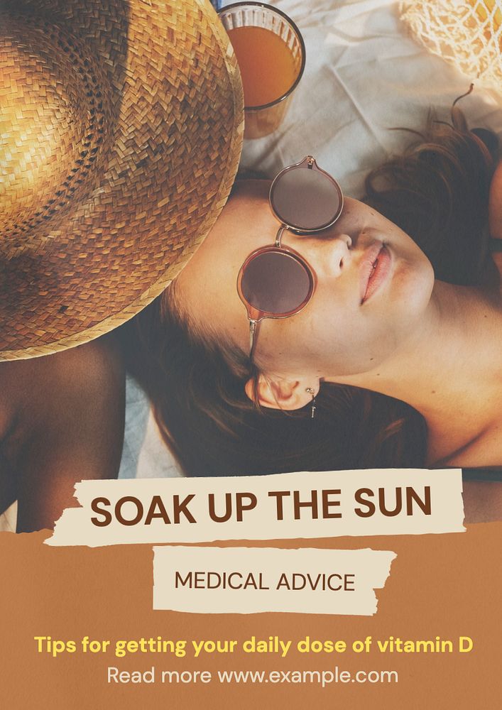 Sun poster template, editable text and design