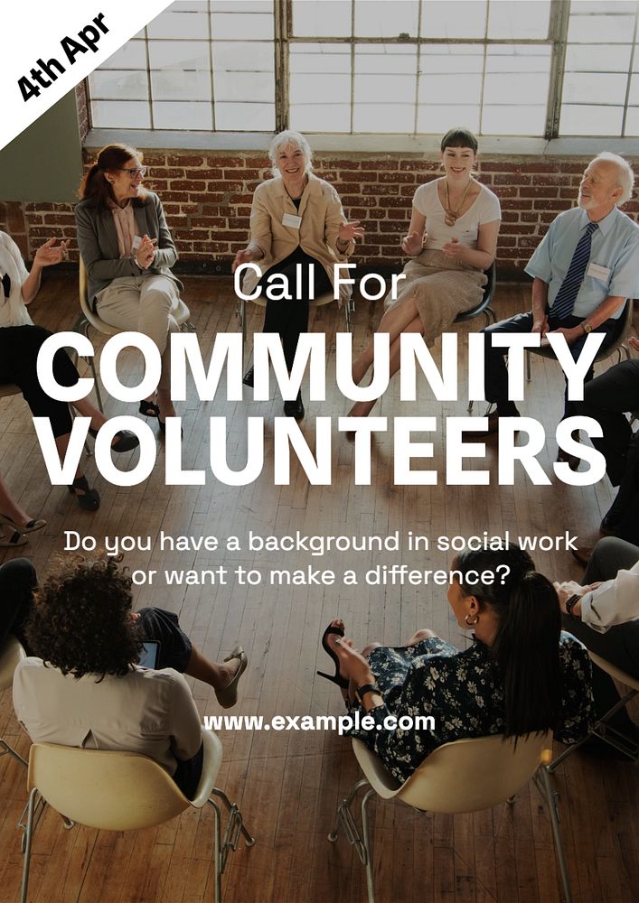 Community volunteers  poster template, editable text and design