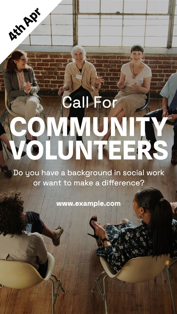 Community volunteers  Instagram story template, editable text