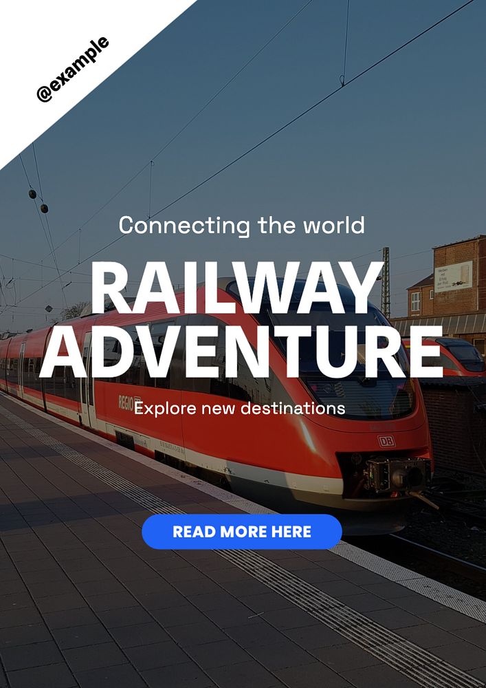 Railway  poster template, editable text and design