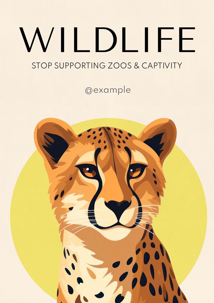 Stop wildlife captivity poster template, editable text and design