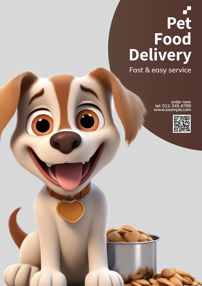 Pet food delivery poster template, editable text and design